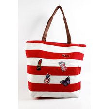 Bolsa Sacola Estampa Com Patches Listrada Estilo Praia Bolsa Sacola Estampa Com Patches Listrada Estilo Praia