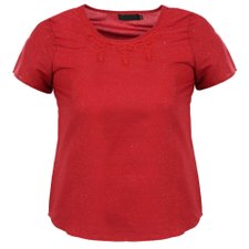 Blusa Brilhante com Rendas (Plus Size) Blusa Brilhante com Rendas (Plus Size)