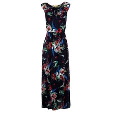 Vestido Longo com Estampa Floral com Babado na Gola Vestido Longo com Estampa Floral com Babado na Gola