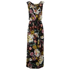 Vestido Longo com Estampa Floral com Babado na Gola Vestido Longo com Estampa Floral com Babado na Gola