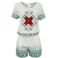 Conjuntinho Feminino Blusa e Shorts Estampado Conjuntinho Feminino Blusa e Shorts Estampado