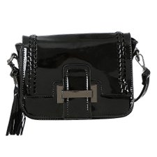 Bolsa De Verniz Transversal Com Trançado E Franja Bolsa De Verniz Transversal Com Trançado E Franja