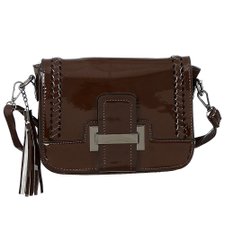 Bolsa De Verniz Transversal Com Trançado E Franja Bolsa De Verniz Transversal Com Trançado E Franja
