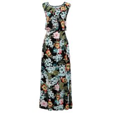 Vestido Longo Estampado Com Babado Na Gola Vestido Longo Estampado Com Babado Na Gola