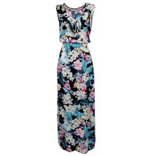 Vestido Longo Estampado Com Babado Na Gola Vestido Longo Estampado Com Babado Na Gola