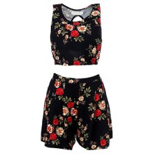 Conjunto Cropped Com Bojo e Short Estampado Conjunto Cropped Com Bojo e Short Estampado