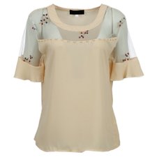 Blusa Chifon Com Tule E Bordado Em Pedrarias Blusa Chifon Com Tule E Bordado Em Pedrarias