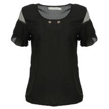 Blusa Lisa Com Tule Na Manga Elegant Blusa Lisa Com Tule Na Manga Elegant