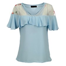 Blusa Tendência Com Tule E Babado Blusa Tendência Com Tule E Babado