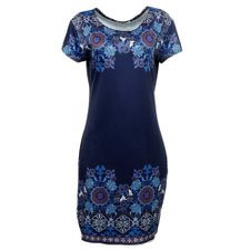 Vestido Mix De Estampas Com Gola Canoa Vestido Mix De Estampas Com Gola Canoa
