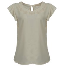 Blusa Com Pérolas E Bordado Na Região Da Gola Blusa Com Pérolas E Bordado Na Região Da Gola