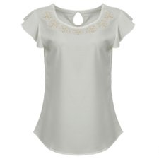 Blusa Com Pérolas E Bordado Na Região Da Gola Blusa Com Pérolas E Bordado Na Região Da Gola