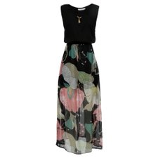 Vestido Longo Estampado Com Forro Curto Vestido Longo Estampado Com Forro Curto