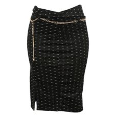 Saia Com Cintura Alta Estampada + Cinto Dourado Saia Com Cintura Alta Estampada + Cinto Dourado