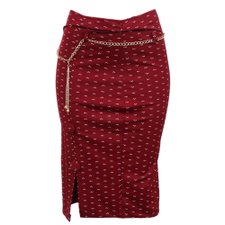 Saia Com Cintura Alta Estampada + Cinto Dourado Saia Com Cintura Alta Estampada + Cinto Dourado