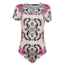 Body Estampado Com Gola Choker Body Estampado Com Gola Choker