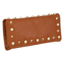 Carteira Feminina Transversal Com Spikes E Pérolas Carteira Feminina Transversal Com Spikes E Pérolas