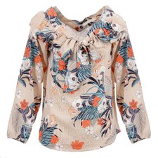Blusa Manga Longa Floral Com Listras Blusa Manga Longa Floral Com Listras