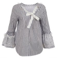 Blusa Manga Longa Flare Com Rendas Finas Blusa Manga Longa Flare Com Rendas Finas