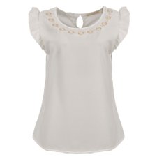 Blusa Regata Com Babado e Pedrarias Blusa Regata Com Babado e Pedrarias