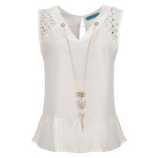 Blusa Regata Rendada Plissada + Pingente Dourado Blusa Regata Rendada Plissada + Pingente Dourado