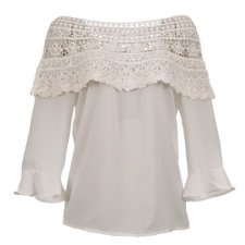 Blusa Flare com Rendas na Gola Blusa Flare com Rendas na Gola