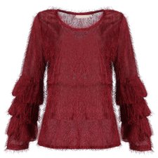 Blusa de Pelos Com Linho Manga Longa Volumosa Blusa de Pelos Com Linho Manga Longa Volumosa