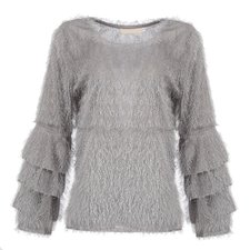 Blusa de Pelos Com Linho Manga Longa Volumosa Blusa de Pelos Com Linho Manga Longa Volumosa