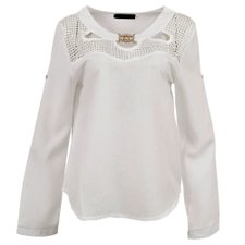 Blusa Manga Longa Com Vazados e Pingente na Gola Blusa Manga Longa Com Vazados e Pingente na Gola