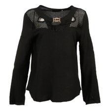 Blusa Manga Longa Com Vazados e Pingente na Gola Blusa Manga Longa Com Vazados e Pingente na Gola