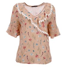 Blusa Com Transparência Florida com Babados Blusa Com Transparência Florida com Babados