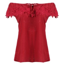 Blusa Tomara Que Caia Brilhante e Rendada Blusa Tomara Que Caia Brilhante e Rendada