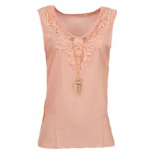 Blusa Regata Com Guipir + Pingente Blusa Regata Com Guipir + Pingente