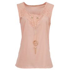 Blusa Regata Com Rendas + Pingente Blusa Regata Com Rendas + Pingente