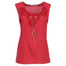 Blusa Regata Com Rendas + Pingente Blusa Regata Com Rendas + Pingente