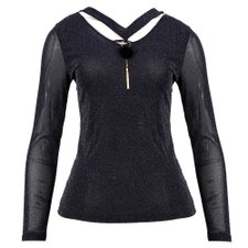 Blusa Manga Longa Meia Transparente Brilhos + Pingente Blusa Manga Longa Meia Transparente Brilhos + Pingente
