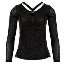 Blusa Manga Longa Meia Transparente Brilhos + Pingente Blusa Manga Longa Meia Transparente Brilhos + Pingente
