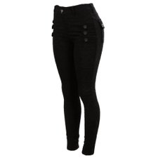 Calça Rendada Cotton Jeans Detalhes Com Botões Laterais Calça Rendada Cotton Jeans Detalhes Com Botões Laterais