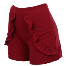 Short Cintura Alta Tecido Babados e Forro Interno Short Cintura Alta Tecido Babados e Forro Interno