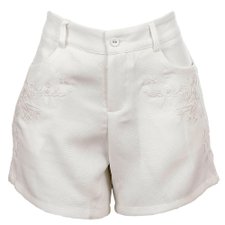 Short Tecido Floral Bolsos Laterais Short Tecido Floral Bolsos Laterais