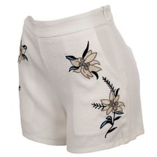 Short Cintura Alta Floral Tecido Elástico Com Forro Short Cintura Alta Floral Tecido Elástico Com Forro