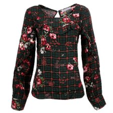 Camisa Floral Com Botão e Babados Camisa Floral Com Botão e Babados