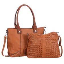 Kit 2 Bolsas De Ombro Detalhes Tachas e Bolsa Transversal Vazados Kit 2 Bolsas De Ombro Detalhes Tachas e Bolsa Transversal Vazados