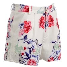 Short Floral de Cotton Bolsos Laterais Short Floral de Cotton Bolsos Laterais