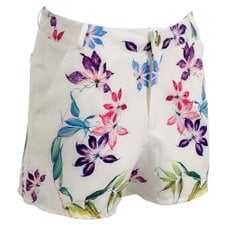Short Floral de Cotton Bolsos Laterais Short Floral de Cotton Bolsos Laterais