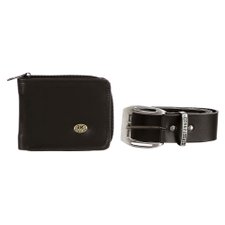 Kit Cinto Com Fivela Prata E Carteira Masculina Kit Cinto Com Fivela Prata E Carteira Masculina