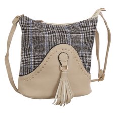 Bolsa Transversal Xadrez Vichy Com Tachas e Tassel Bolsa Transversal Xadrez Vichy Com Tachas e Tassel
