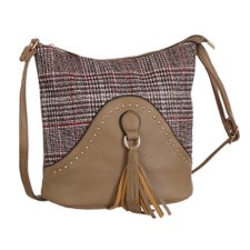 Bolsa Transversal Xadrez Vichy Com Tachas e Tassel Bolsa Transversal Xadrez Vichy Com Tachas e Tassel