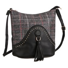 Bolsa Transversal Xadrez Vichy Com Tachas e Tassel Bolsa Transversal Xadrez Vichy Com Tachas e Tassel