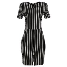 Vestido Listrado Com Vazados Laterais Vestido Listrado Com Vazados Laterais